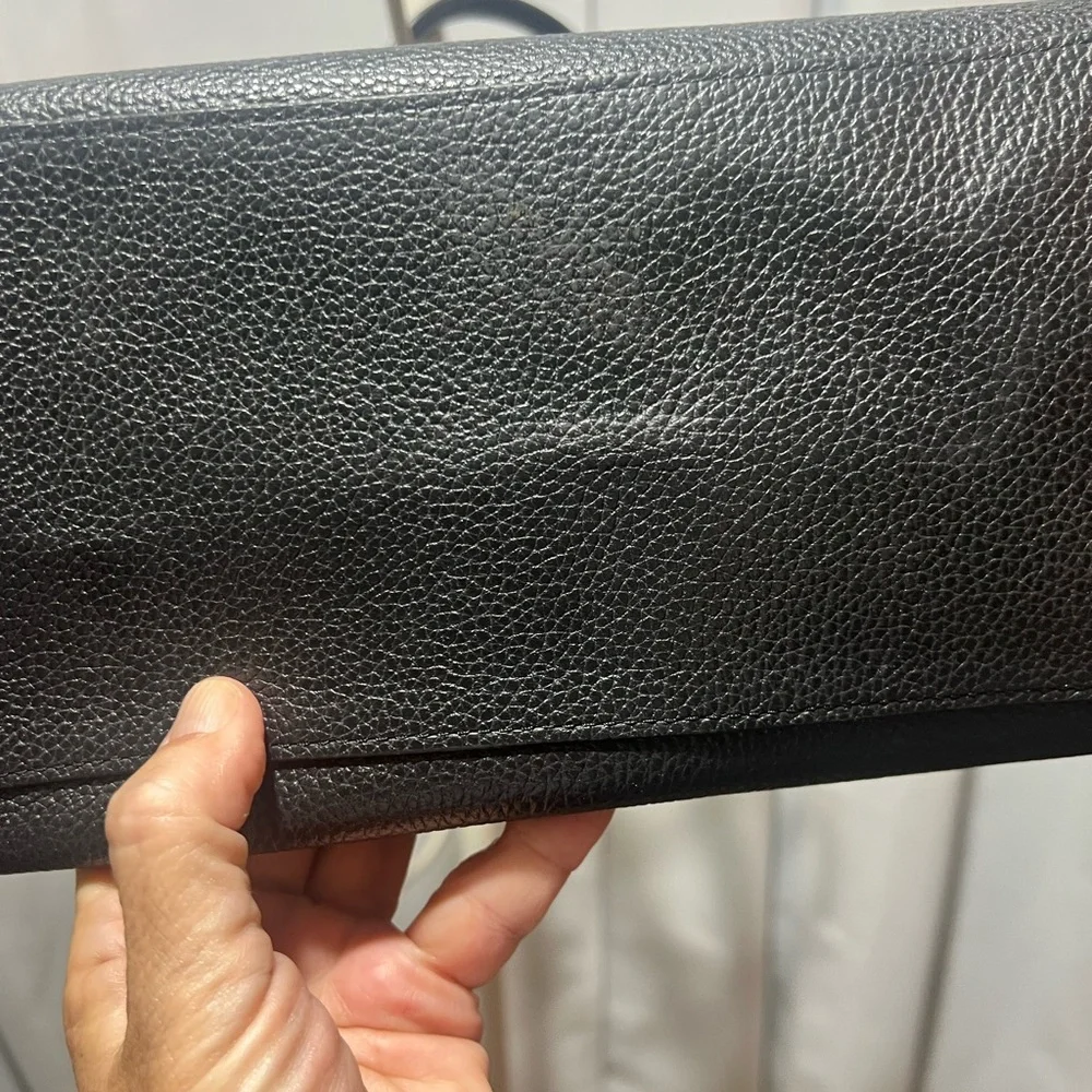 Coach Charlie Carryall Black Tote with Brown Handles and Scalloped  rivets - Picture 13 of 16